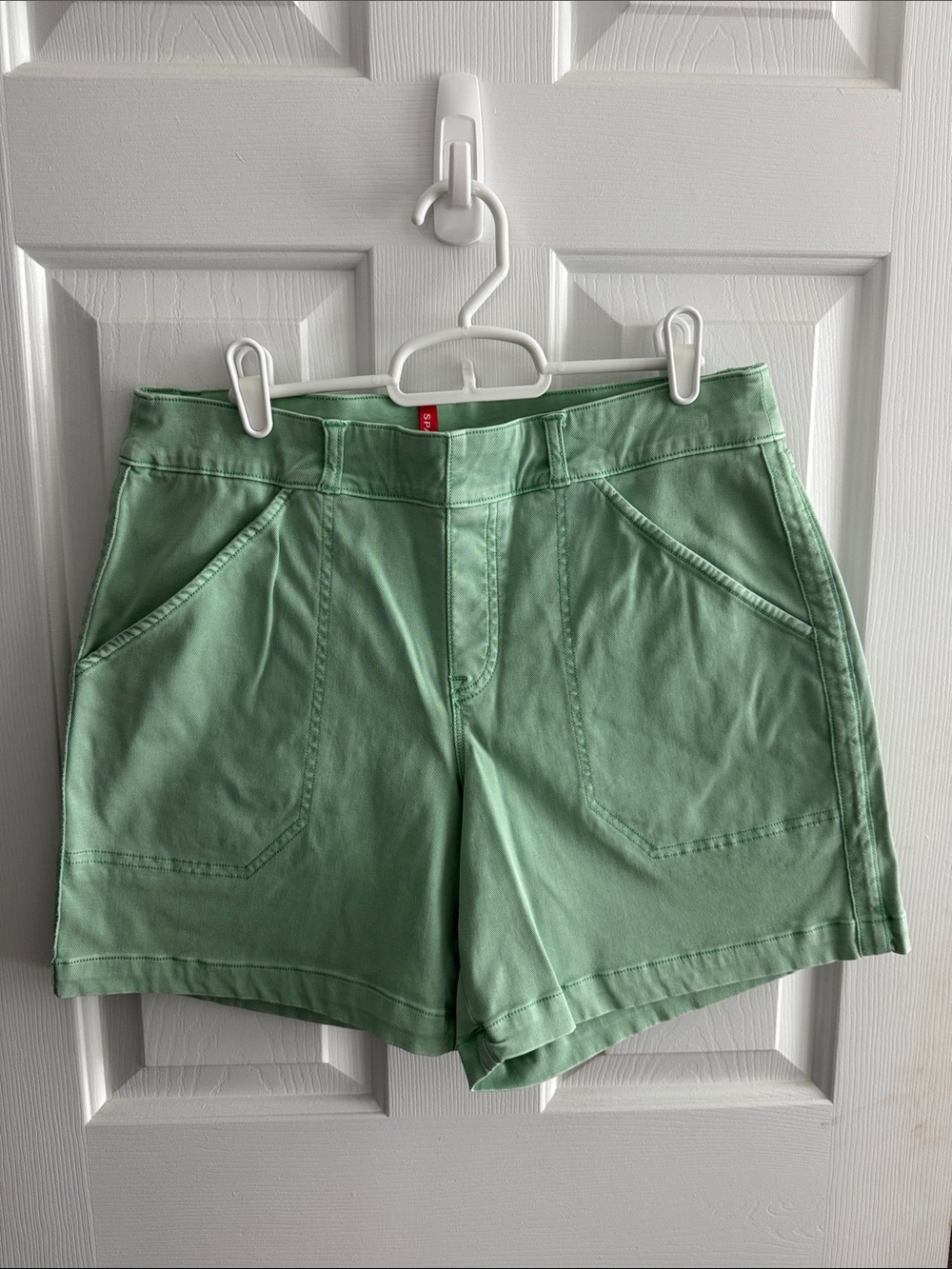 SPANX Mint Green High-Rise Utility Bermuda Shorts